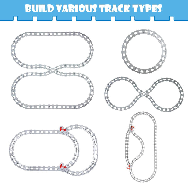 Bausteine Eisenbahn Schienen Set kompatibel mit Duplo Zug City, Schienen Erweiterung mit Kreuzung, W