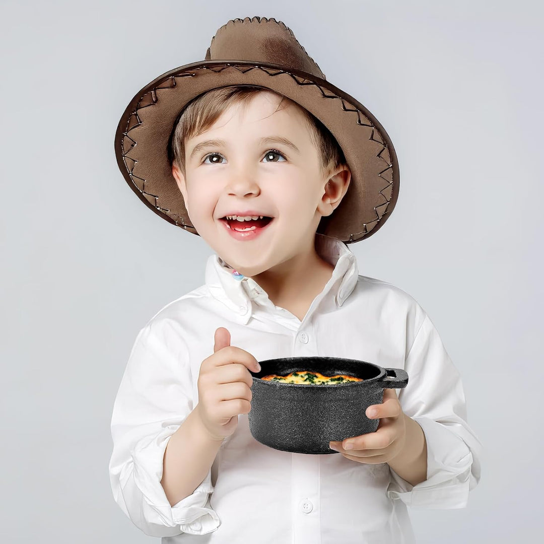 4er Set Mini Gusseisentopf 250 ml, Cocotte mit Deckel für Tapas & Dips | Kleine Auflaufform aus mass