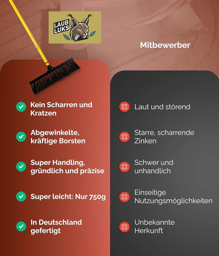 Laubrechen – Innovativer Rechen für Wiesen, Rasen & Gras. Superleicht, Top-Handling und leise! Kein