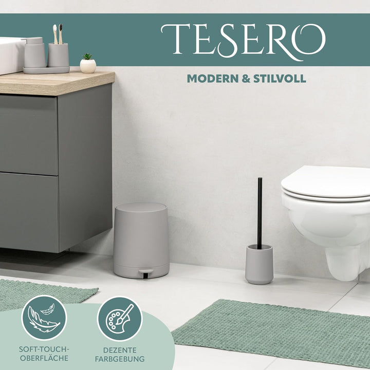 eluno Kosmetikeimer TESERO mit Soft-Touch Oberfläche, Treteimer 4 Liter Fassungsvermögen, mit Soft-C