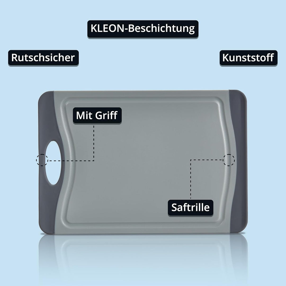 KHG Schneidebrett aus Kunststoff Grau-Hellgrau - 37 x 25 x 0,8 cm - Grosses Messerbrett, Küchenbrett