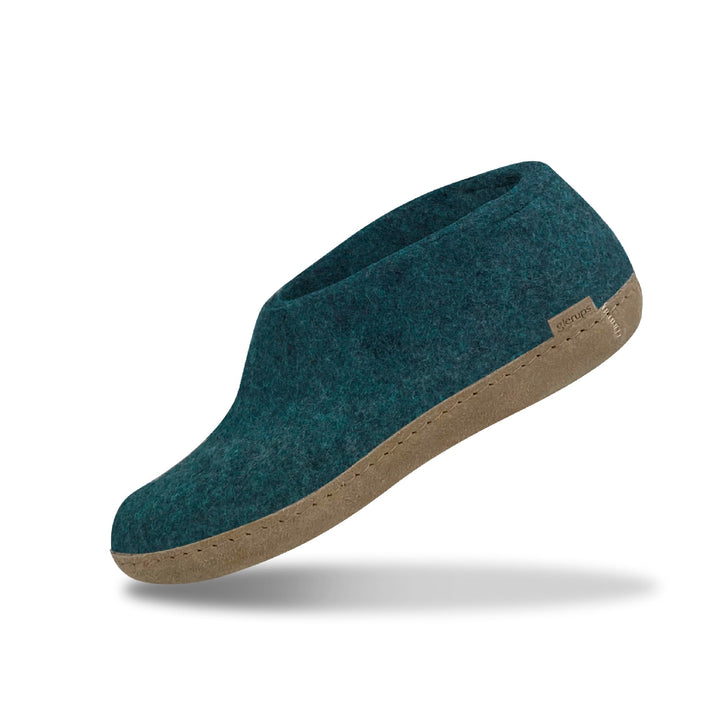 GLERUPS Hallenschuhe Damen & Herren | Unisex Wollpantoffeln mit Ledersohle 35 EU Petrol, 35 EU Petro