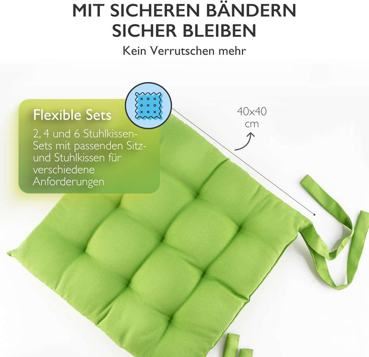 etérea Sitzkissen 40x40 cm für Innenbereich Balkonmöbel Gartenmöbel - Stuhlkissen Outdoor Set mit Bä