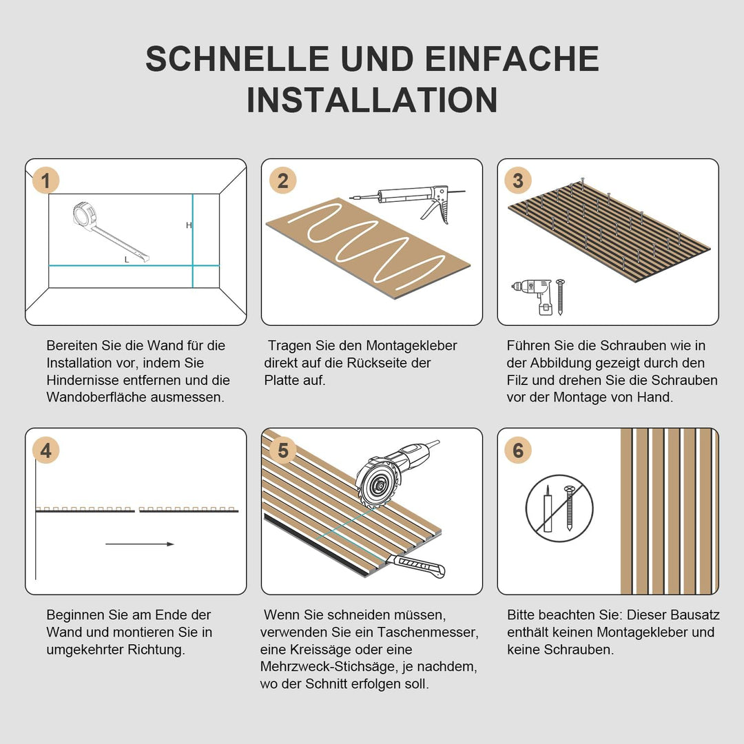 Akustikpaneele Holz 1,44㎡ - 2er Set 120x60cm Natürliche Eiche Wandpaneele, 3D Wandverkleidung für Wo