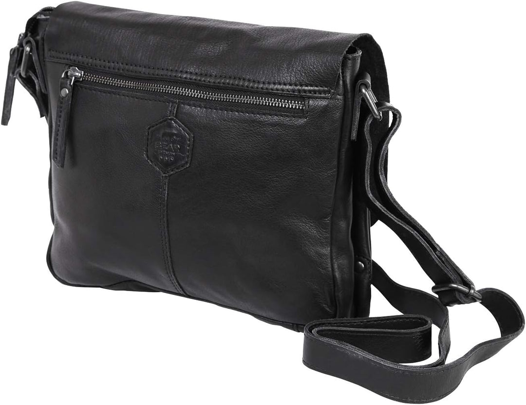 Bear Design Leder Schultertasche, UNISEX Messenger Tasche Umhängetasche Cross body Lauro CP0771 stra