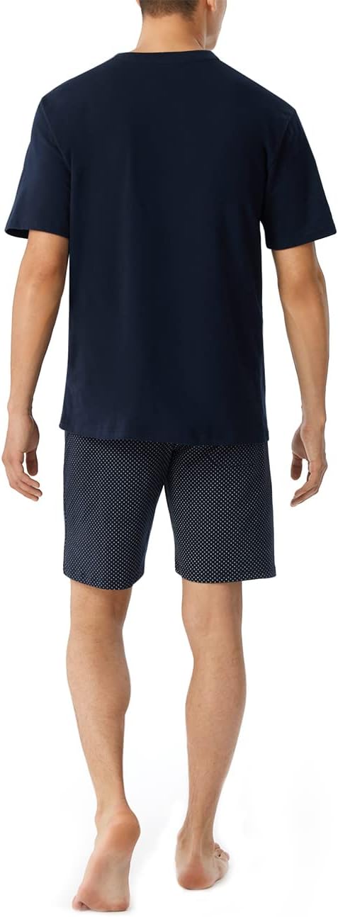 Schiesser Herren Schlafanzug kurz Rundhals - Nightwear Set 56 Blau_159634, 56 Blau_159634