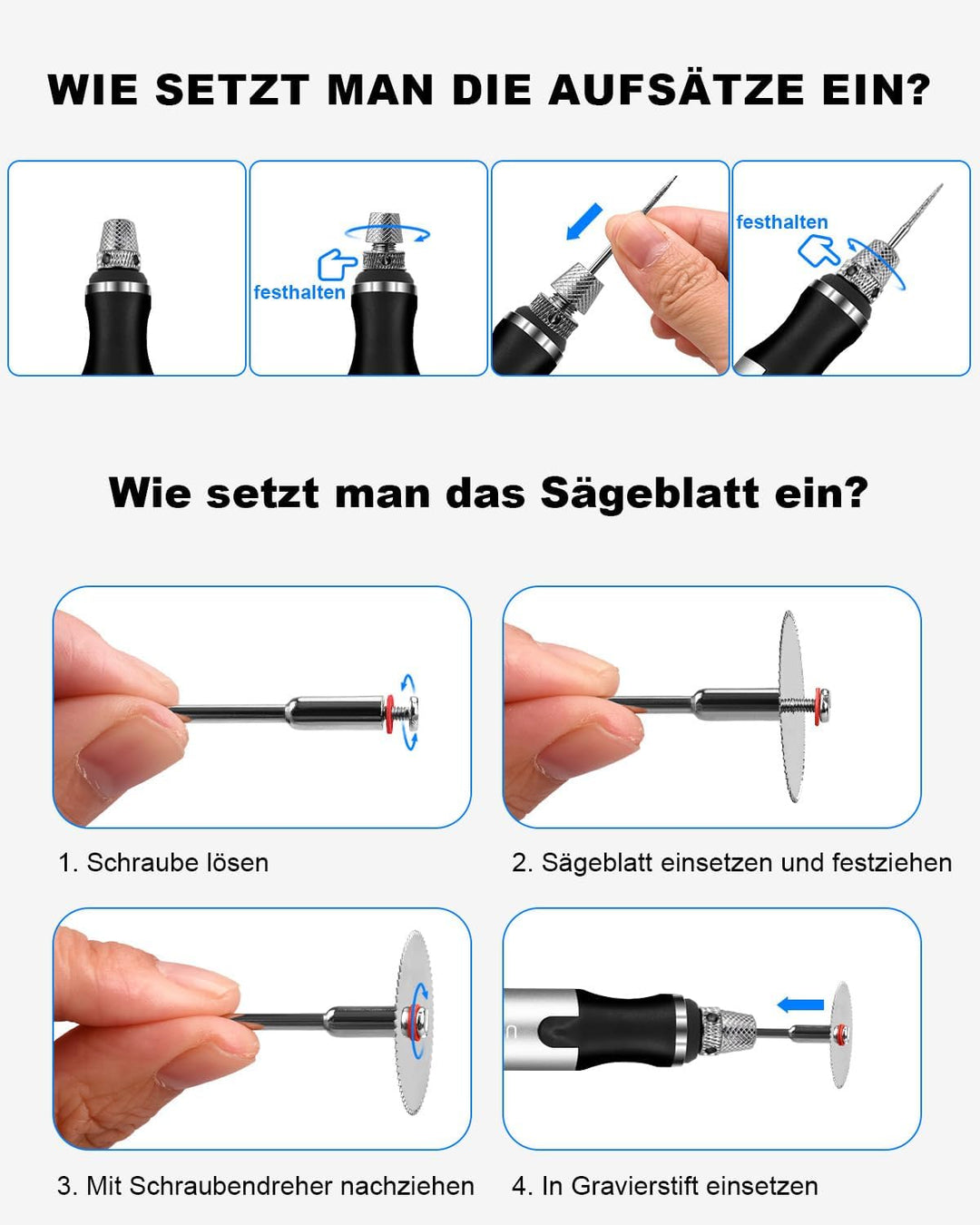 Gravierstift mit 50+ Zubehörteilen,kabelloser Gravurstift für alle Materialien,3-stufig regelbare,US