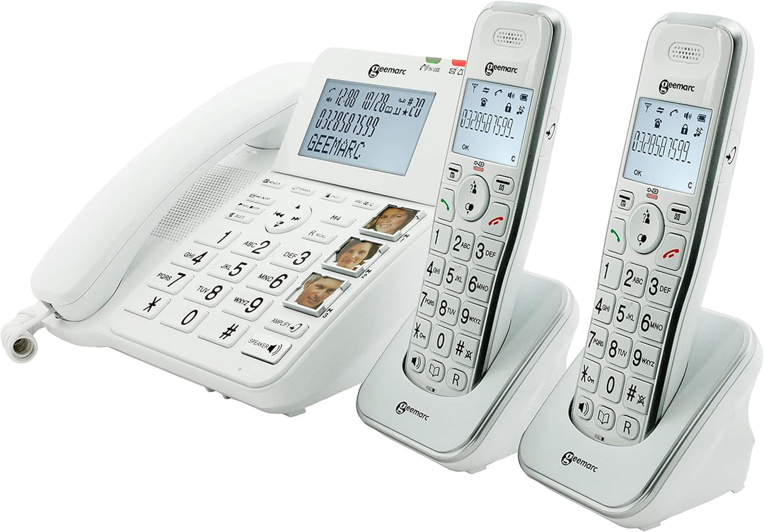 Geemarc Amplidect 295 Combi Duo - Verstärktes Festnetztelefon und zusätzliche Mobilteile mit Anrufbe