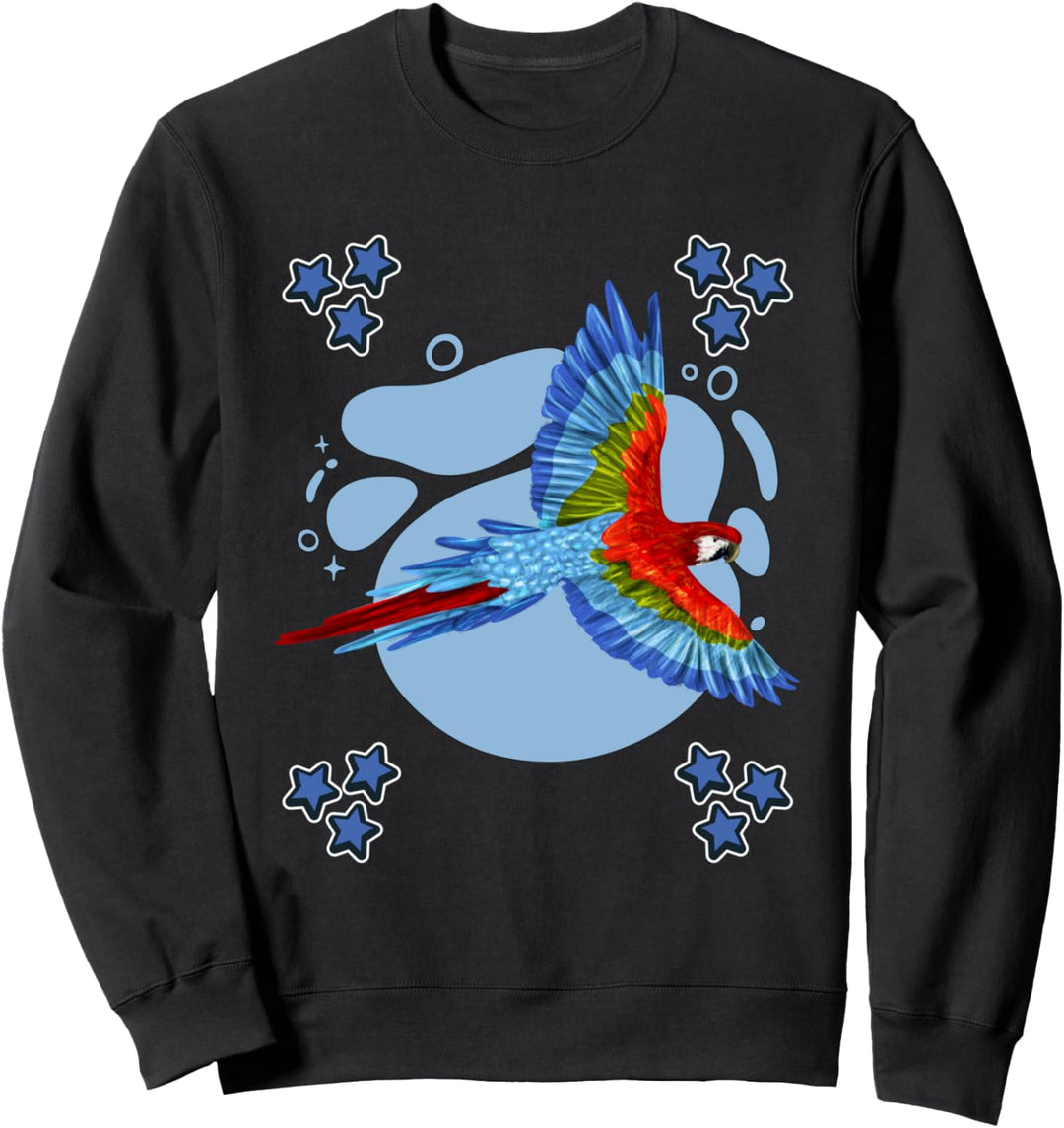 Herren Papagei Zeichnung Sterne Jungen Papagei Sweatshirt
