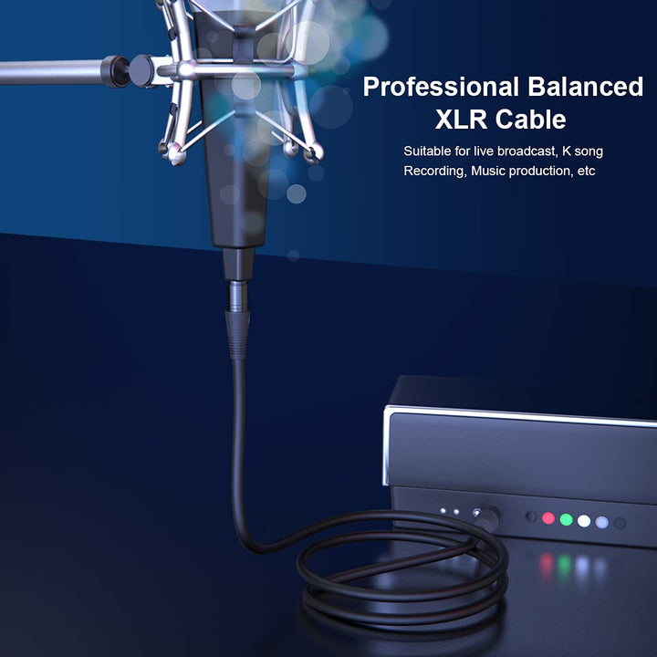 3M XLR Cable, 2 Pack 10ft Balanced Microphone XLR Male to Female Extension Cable Jack Extender Cord