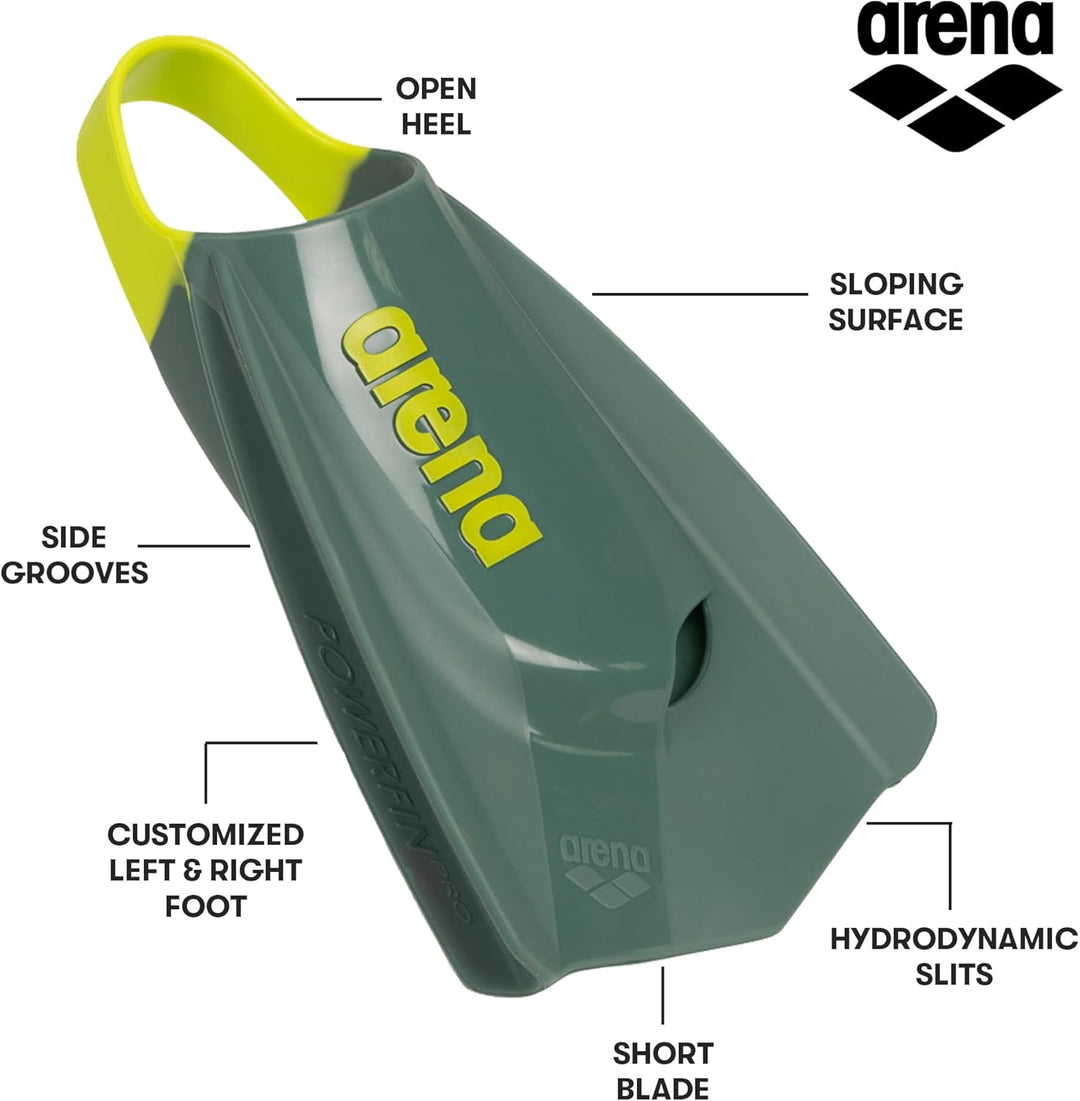 ARENA Powerfin Pro II Schwimmbad-Trainingsflossen, Schwimmflossen für Erwachsene, Flossen aus 100% S