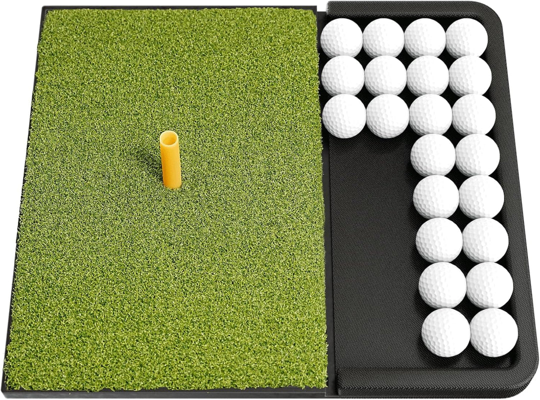 Golf Abschlagmatte mit Ballablage – Trainingsmatte für Garten, Balkon & Driving Range, rutschfest mi