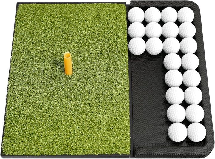 Golf Abschlagmatte mit Ballablage – Trainingsmatte für Garten, Balkon & Driving Range, rutschfest mi
