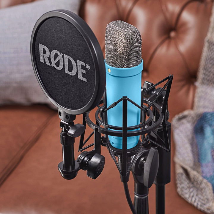 Rode NT1 Signature Blue Studio-Mikrofon Blau + keepdrum Mikrofonständer mit Mikrofonständer Blau, mi