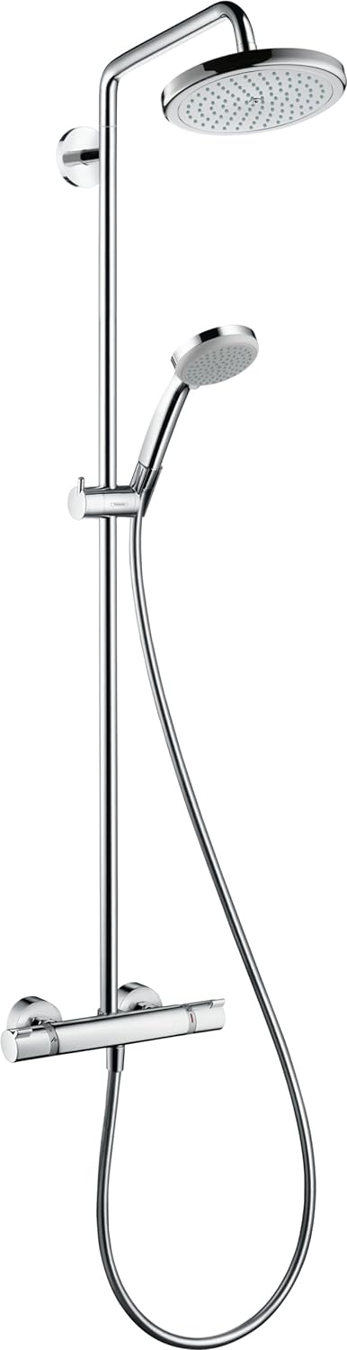 hansgrohe wassersparendes Duschsystem Croma 220 (Regendusche mit 4 Strahlarten, Duschkopf, Duschstan