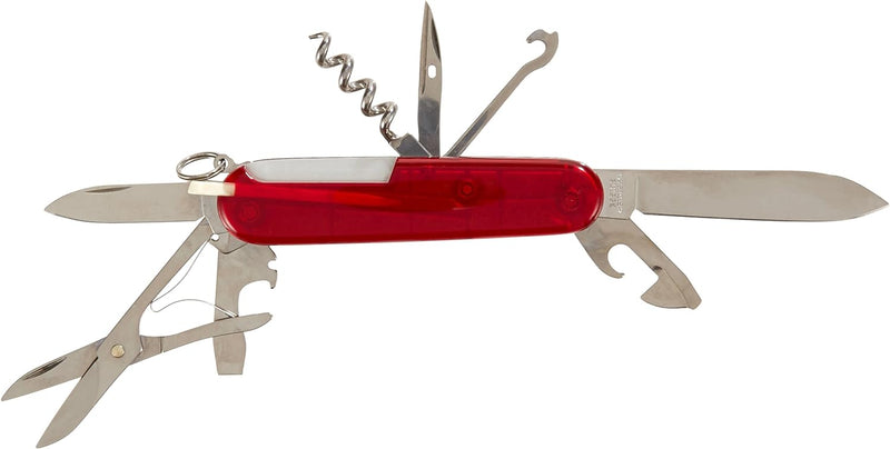 Victorinox Taschenmesser Climber (14 Funktionen, grosse Klinge, Kapselheber) 91mm Rot Transparent mi