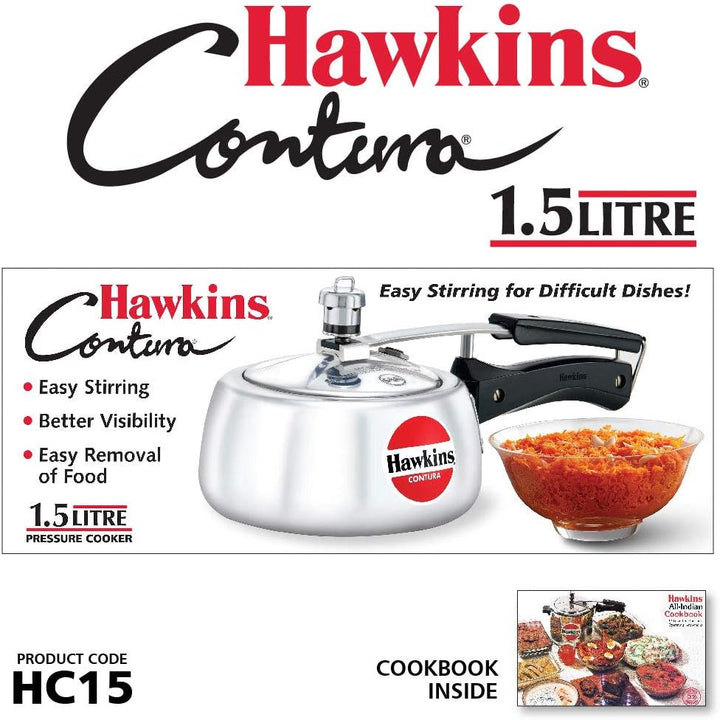 HAWKINS HC15 Contura Schnellkochtopf, 1,5 l, klein, Aluminium, 1.5 liters, Silber 1.5 litre, 1.5 lit