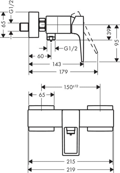 hansgrohe Metropol Duscharmatur, Aufputz, Chrom Chrom Bügelgriff Dusche, Chrom Bügelgriff Dusche