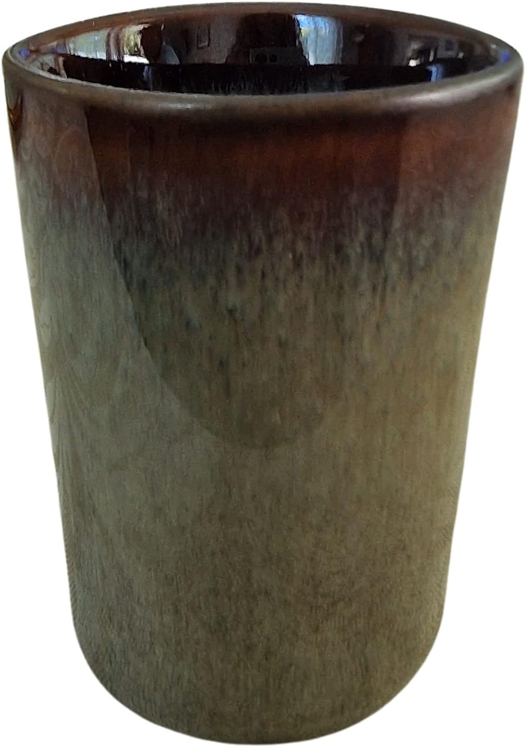 PintoCer - Espresso Kaffeetassen aus weissem Steingut, ohne Griff mit brauner Untertasse (Grün/Schwa
