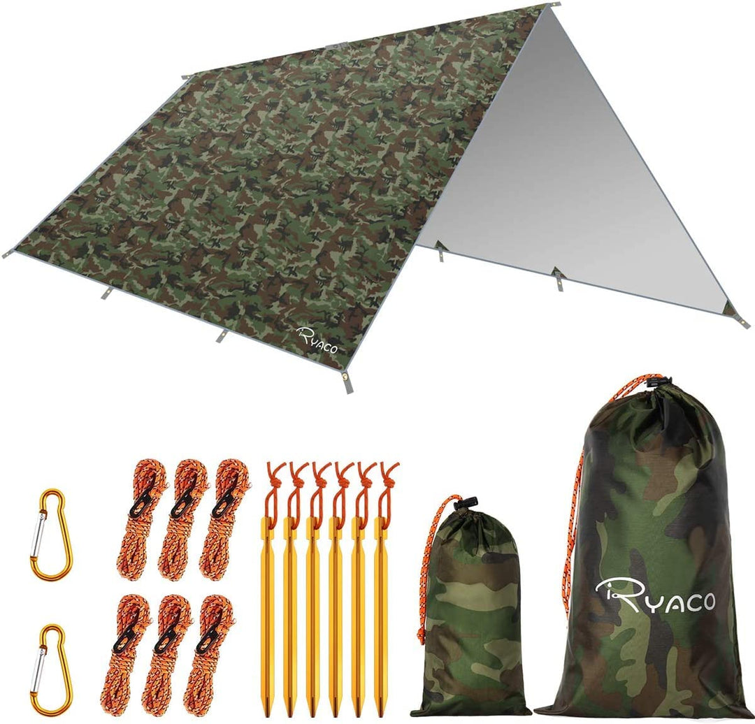 RYACO Tarp 3x4 m Wasserdicht Zeltplane Ultraleicht mit ösen + 6 Erdnägel + 6 Seilen, Anti-UV Schnee