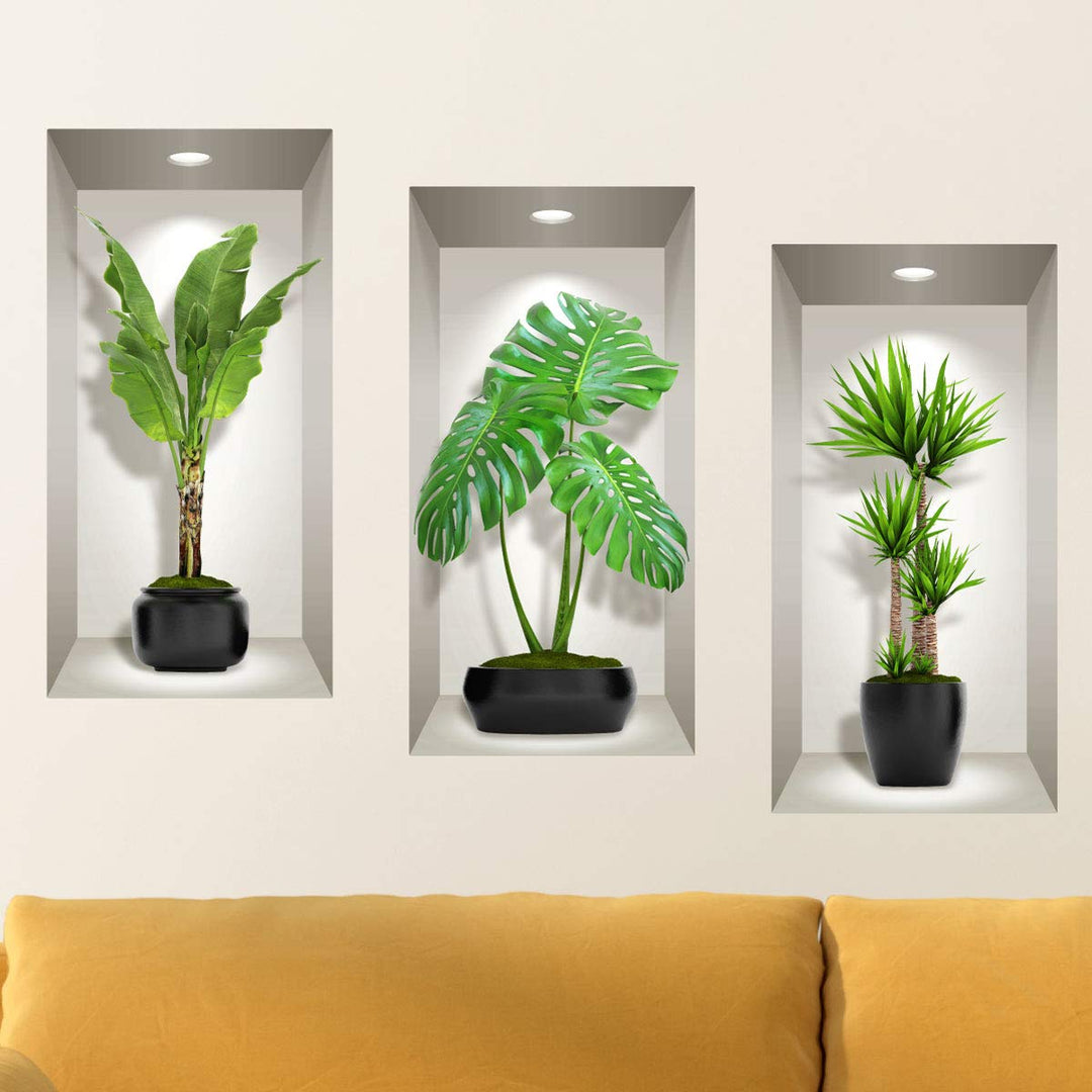 Ambiance Sticker 3D Pflanze Wandkunst, Vinyl abnehmbare Wandaufkleber, DIY Wandbild für Wohnzimmer 6