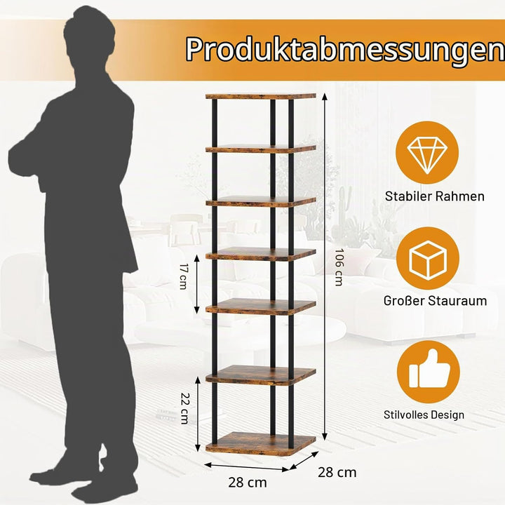 Huhote Vertikales Schmales Schuhregal, Standregal mit 7 Ebenen, Schuhablage, Schuhablagen, Schuhaufb