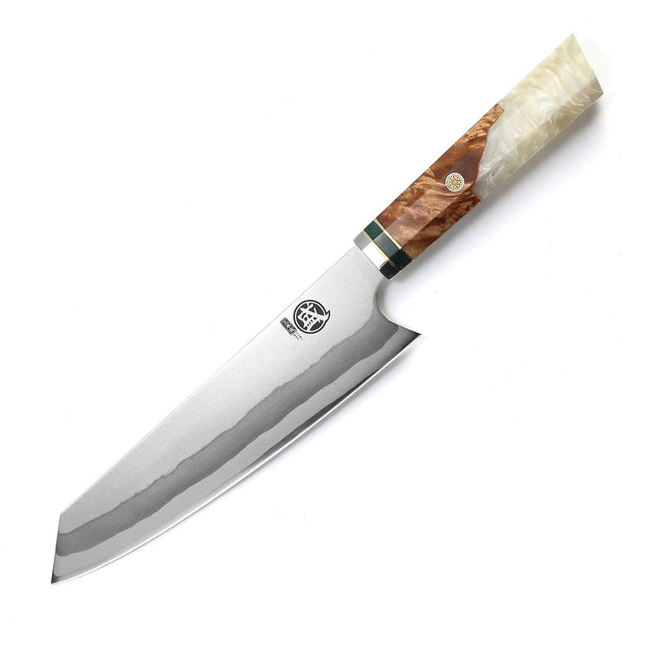 MITSUMOTO SAKARI 21 cm Küchenmesser Profi, 7 Lagen 440C Damast Fleischmesser, Handgeschmiedetes Kiri