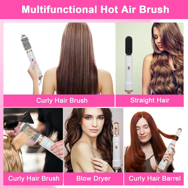 Airstyler Set, 5 in 1 Warmluftbürste Set Stylingbürsten mit Haartrockner Rundbürstenföhn Airflow Mul