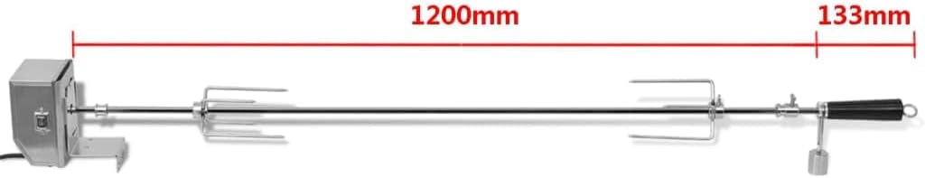 vidaXL Grill Rotisseriespiess mit professionellem Motor Stahl 1200 mm, 1200 mm