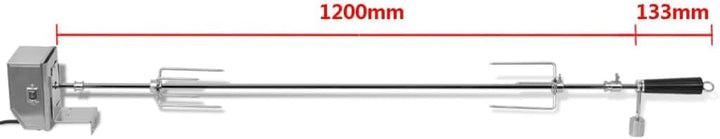 vidaXL Grill Rotisseriespiess mit professionellem Motor Stahl 1200 mm, 1200 mm