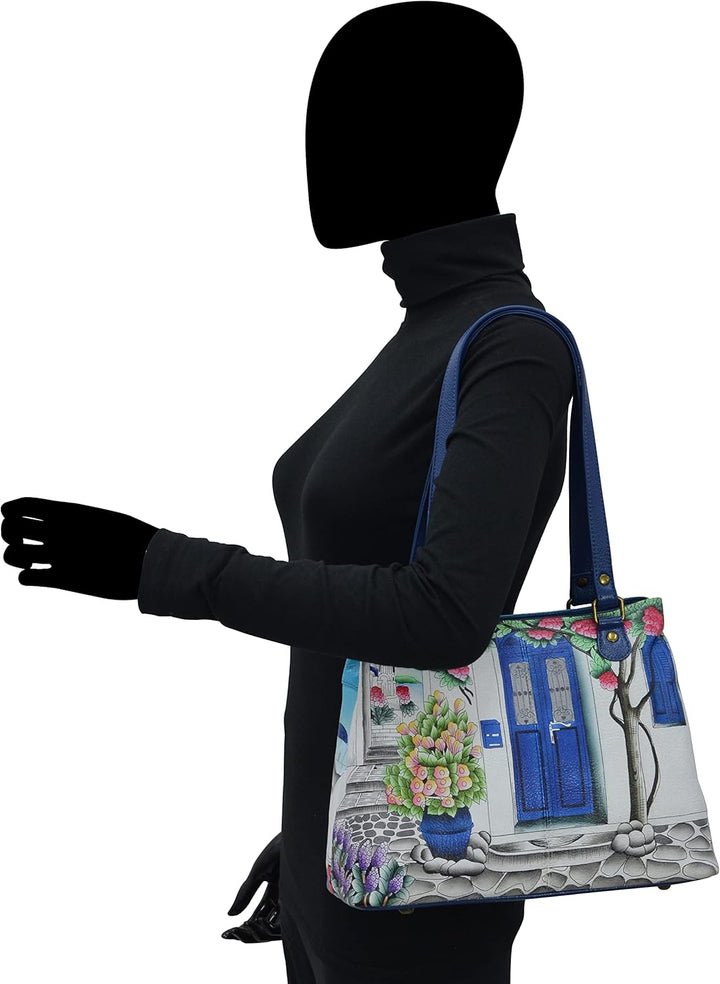 Anna by Anuschka Damen Satchel Shoulder Handbag echtes Leder Magisches Griechenland, Magisches Griec
