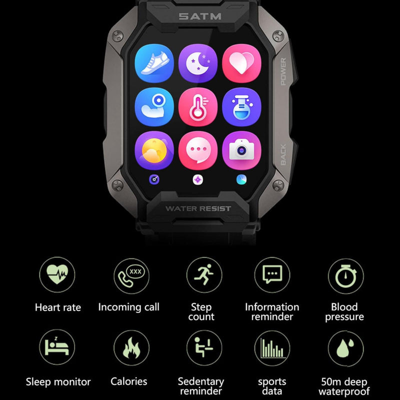 XWatch Pro Militär MT1 Militärgrün – Smartwatch für Herren, Militär, sehr strapazierfähig, Schwimmen