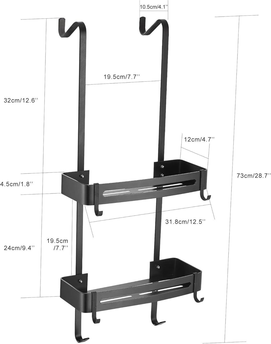 MOGFCT Duschregal zum hängen, Badezimmer-Duschablage, über der Tür hängende Duschablage, rostfreies