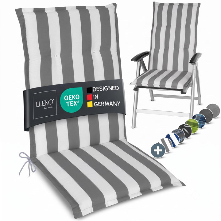 LILENO HOME Gartenstuhl Auflagen als [1er Set - Hochlehner] in Blockstreifen Gelb - bequeme Liegen a