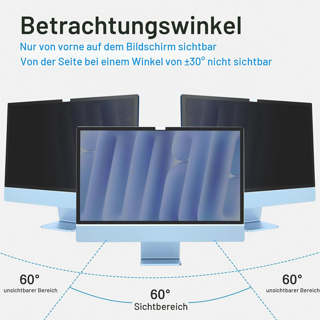 PYS Blickschutzfolie für Apple iMac 24 Zoll M1 Monitor Selbstklebend Abnehmbar Blickschutzfilter Ble