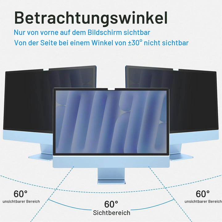 PYS Blickschutzfolie für Apple iMac 24 Zoll M1 Monitor Selbstklebend Abnehmbar Blickschutzfilter Ble