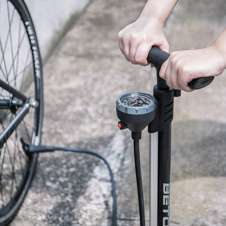 Beto Fahrradpumpe mit Oben positioniertes Manometer, luftpumpe Fahrrad für alle Ventile - Dunlop Ven