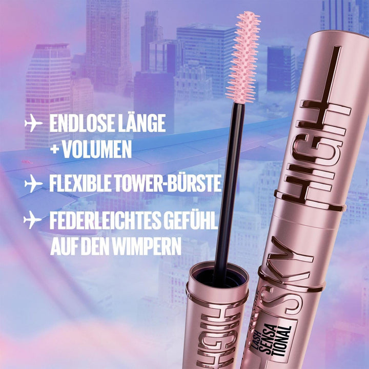 Maybelline New York Lash Sensational Sky High Mascara in Schwarz, Blau und Burgundy für lange Wimper