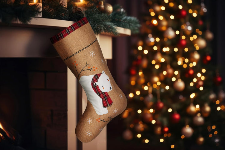 BRUBAKER 3er Set Weihnachtsstrümpfe zum Befüllen und Aufhängen - Rentiere und Eisbär - 52 cm grosse