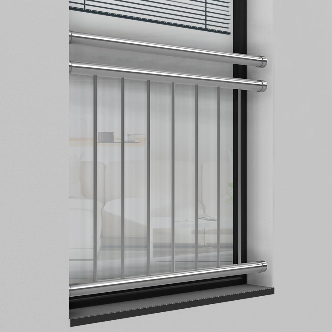 Edelstahl V2A - Französischer Balkon Franz Geländer Stabgeländer Innenbefestigung - 100x90 bis 185x9