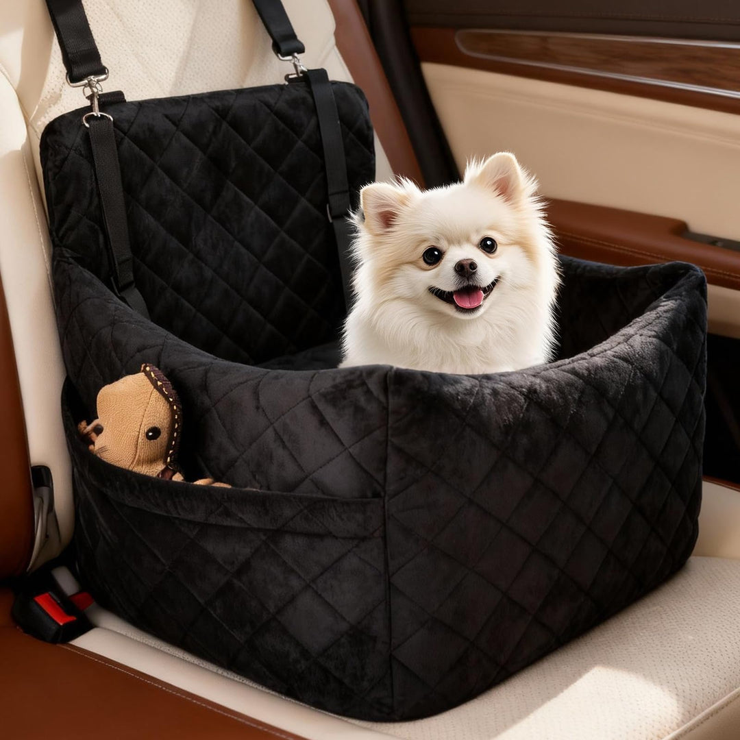 Hunde Autositz, Plüsch Hundesitz Auto für kleine Hunde bis zu 9 kg, Waschbarer Hundebox Auto mit Auf