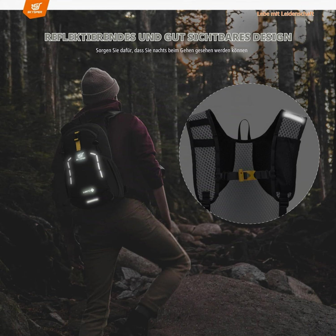 SKYSPER Wanderrucksack 15L Rucksack Herren Klein Tagesrucksack Leichter Trekkingrucksack für Wandern