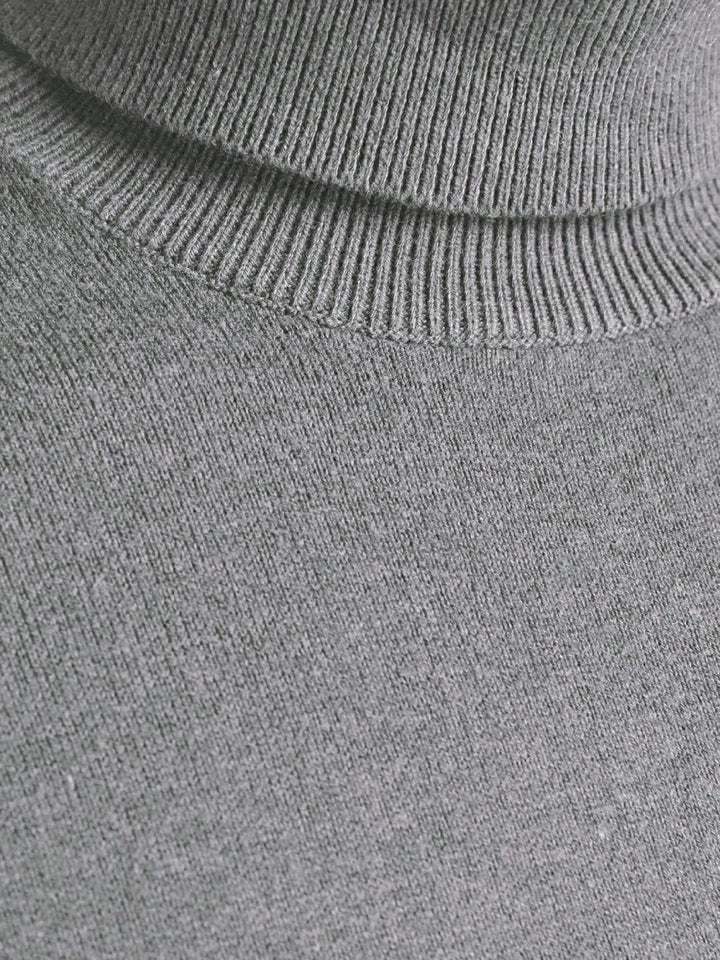 JACK & JONES Emil Knit Roll Neck Jumper M Grey Melange, M Grey Melange