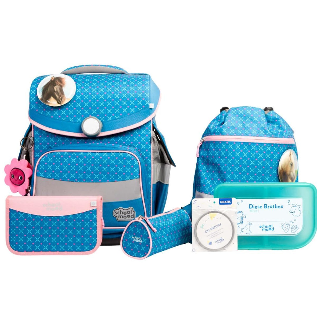 SCHOOL-MOOD Timeless Pro Schulranzenset 7-teilig 23,5L Stauraum, ergonomisches Easy Fit System für 1