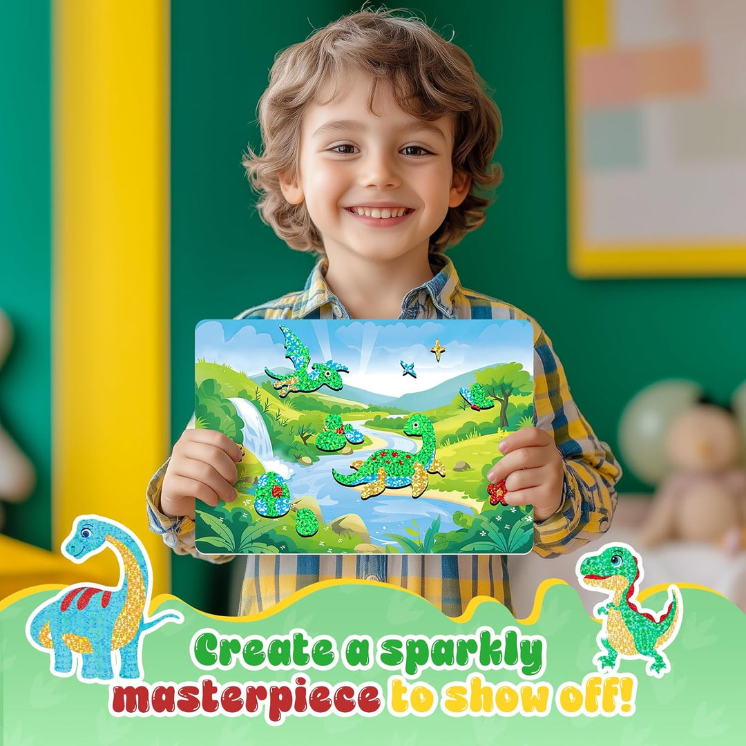 Lustiges Folien-Kunst-Set für Kinder, Dinosaurier-Folienkunst für Kinder, Kunst-Bastelsets für Mädch