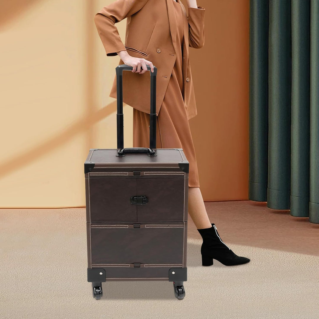 Professioneller Makeup-Koffer auf Rollen – Kosmetik-Trolley mit Herausnehmbaren Fächern, Wasserabwei