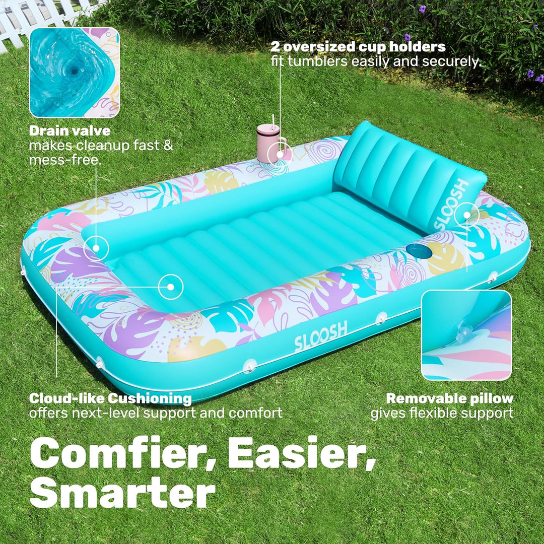 SLOOSH Aufblasbare Tanning Pool, 70" x 46"/ 85" x 57" Grosse aufblasbarer Luftmatratze für Erwachsen