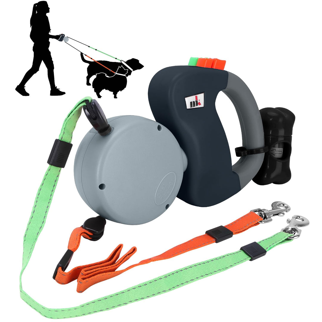 Doppelte Einziehbare Hundeleine Makife Dual Doggie Pet Leash Hundeleine Automatische Hund Versenkbar