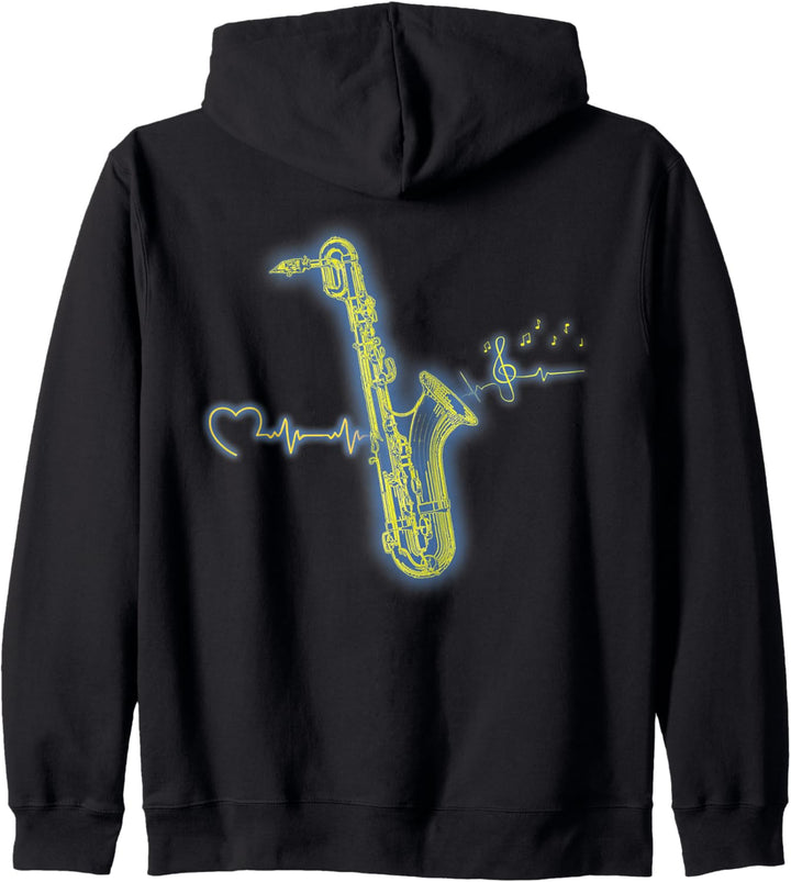 Saxophonisten Saxophonspieler Herzschlag Saxophon Kapuzenjacke