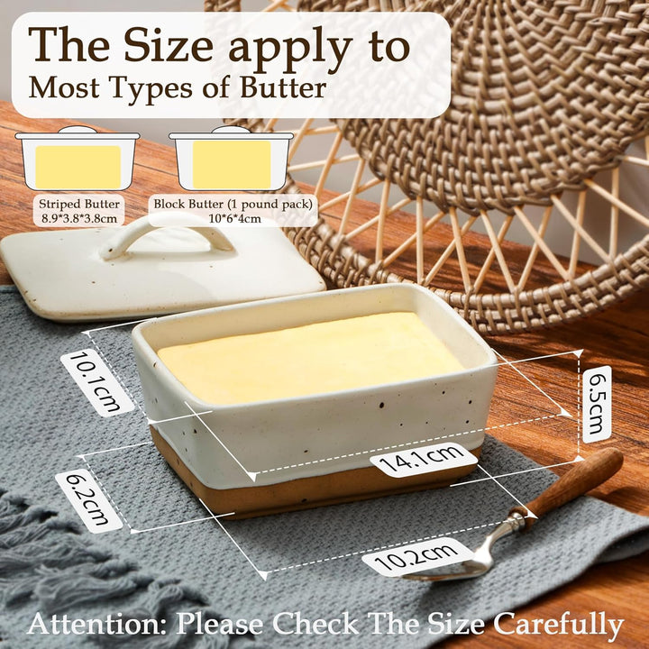 NUTRIUPS Butterdose Keramik mit Deckel, Vintage europäische Butterglocke mit Deckel, abgedeckte Butt